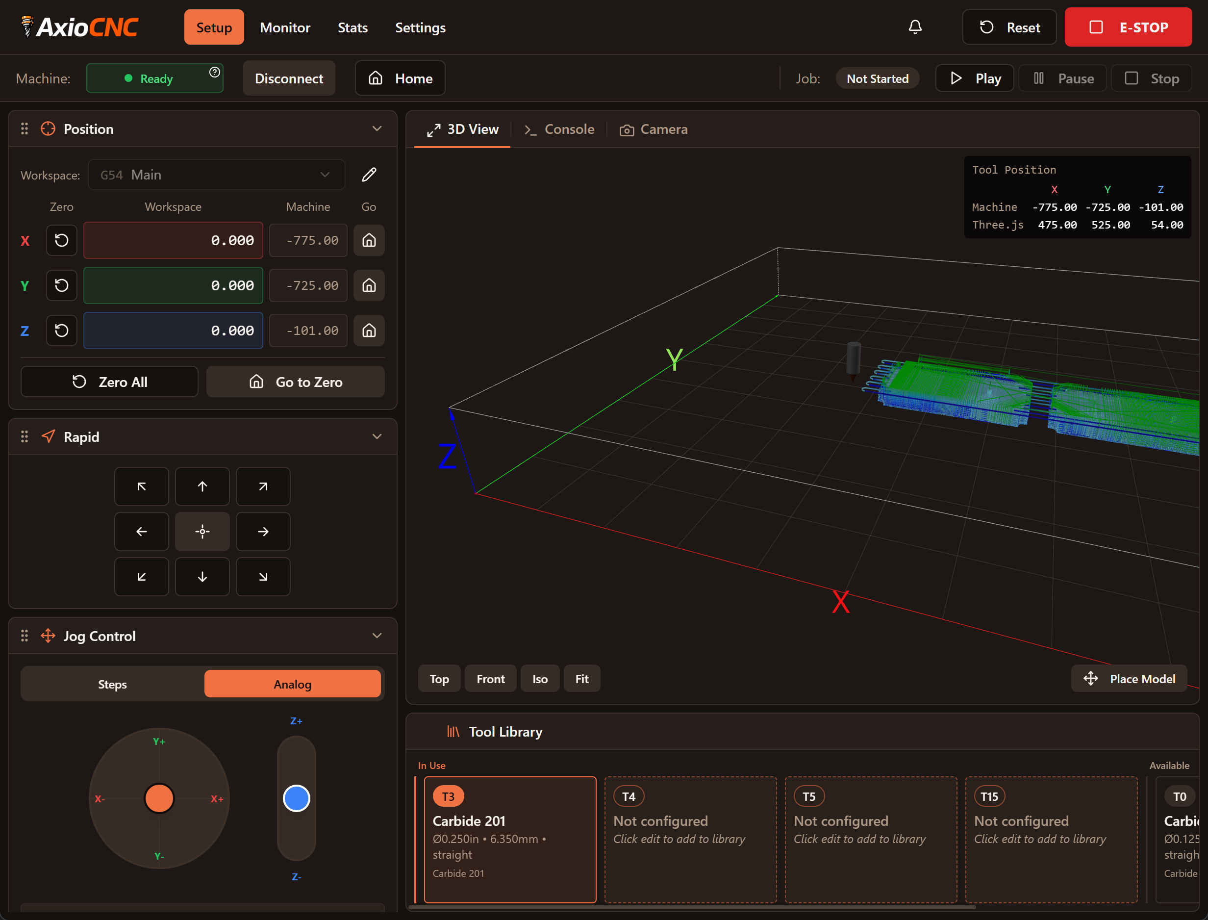 AxioCNC application interface